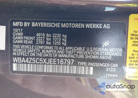 2018 BMW 440I из США, поврежденный, VIN WBA4Z5C5XJEE16797